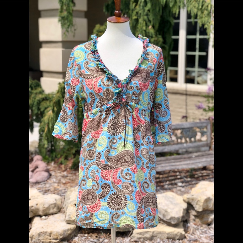 Mud Pie bag lady sz S swim cover up top